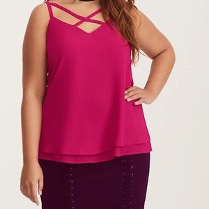 TORRID PINK RASPBERRY STRAPPY CHIFFON SWING CAMI